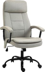Sedia da ufficio con funzione massaggio, sedia ergonomica da ufficio beige. Dotata di funzione basculante, regolabile in altezza, girevole a 360°, sedia da scrivania con tasca laterale, aspetto simile al lino