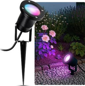 SSC-LUXon KARI faretto da giardino con picchetto a terra nero IP65 - Lampada Smart WLAN GU10 5W controllabile tramite App Alexa Google - lampada da giardino con cavo per esterni
