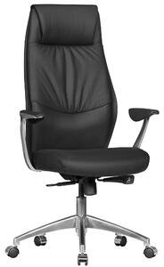 Sedia da ufficio in vera pelle nera - Meccanismo sincronizzato ergonomico - Capacità di carico: 120 kg