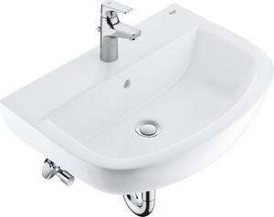 Grohe Bau Ceramic - Set lavabo 600 mm e miscelatore Start Flow con bocca di erogazione, bianco alpino/cromo 39472000