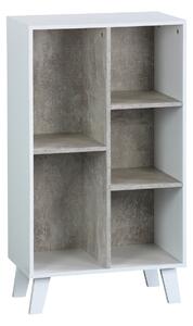 Libreria 5 Ripiani 50x30x90 cm in Pannello Truciolare Bianco/Cemento