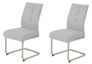 Hela Tische, set di 2 sedie per sala da pranzo, sedia a sbalzo INES, rivestimento in tessuto grigio, seduta comfort XL, cestino a molla, struttura in metallo effetto acciaio inox, portata 140 kg