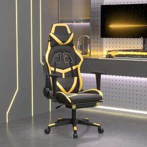 Sedia da gaming con funzione di massaggio e poggiapiedi, sedia da ufficio ergonomica in ecopelle, nera e dorata, regolabile in altezza, con funzione di inclinazione e reclinazione, ideale per l'ufficio domestico e per i giocatori