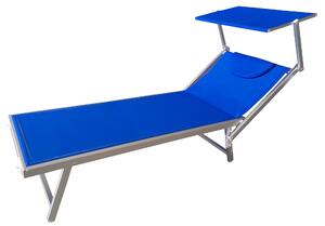 Lettino Prendisole da Giardino 186x61x38 cm in Alluminio e Textilene Blu