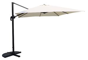 Ombrellone Decentrato da Giardino 3x3x2,5m Palo in Alluminio Copertura Ecrù