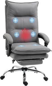 Sedia da ufficio con funzione massaggio. Sedia ergonomica da scrivania con riscaldamento lombare, funzione reclinabile, poggiapiedi. Regolabile in altezza, girevole a 360°. Poltrona da ufficio, in microfibra, grigia