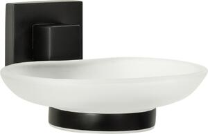 Portasapone FACKELMANN NEW YORK / portasapone di alta qualità con supporto a muro / Dimensioni (L x A x P): ca. 13 x 6 x 12 cm / Accessorio per bagno e WC / Supporto: nero / Vaschetta: bianco