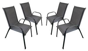 Set 4 Sedie da Giardino 71x55x91 cm con Braccioli Grigio Scuro