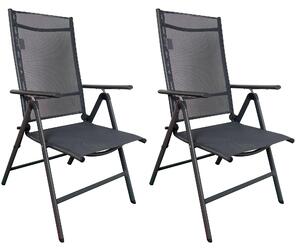 Set 2 Sedie da Giardino Pieghevoli 68x57x103 cm con Braccioli Grigio Scuro