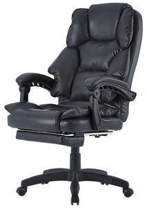 Sedia da ufficio con poggiapiedi e braccioli flessibili a 3 punti, sedia ergonomica da scrivania con design effetto pelle, dotata di schienale regolabile per una postura più corretta. Colore: nero