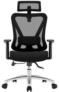 Sedia da ufficio ergonomica, colore nero - formato XL, capacità di carico 150 kg, realizzata in materiale a rete