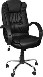 MT MALATEC Sedia da ufficio confortevole, poltrona da ufficio, sedia girevole, sedia da scrivania ergonomica con rivestimento in ecopelle, colore: nero/bianco/marrone, modello 8983