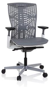 Sedia da ufficio professionale, grigia/bianca, sedia ergonomica con schienale e braccioli regolabili