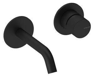 SANYCCES LOOP K ColdOpen Rubinetto lavabo da parete incasso con sporgenza di 14 cm, corpo incasso incluso, nero opaco