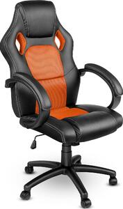 Sedia da ufficio nera/arancione, rivestita in ecopelle - Peso massimo supportato: 120 kg, altezza: 121 cm