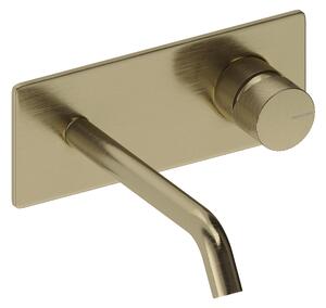 SANYCCES LOOP K ColdOpen Rubinetto lavabo da incasso a parete con sporgenza di 18 cm, oro spazzolato