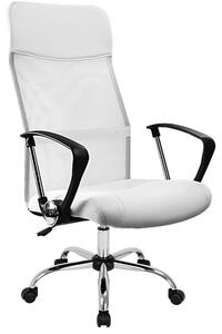 Sedia da ufficio ergonomica, colore bianco, capacità di carico 160 kg, rivestita in ecopelle, ideale per l'ufficio