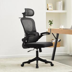 Sedia da ufficio con schienale alto - Poggiatesta regolabile in 3D - Materiale a rete - Bicolor (bianco e nero) - Sedia da ufficio ergonomica