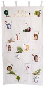Calendario dell'Avvento 2025 "Papierdrachen" - Calendario da parete in tessuto ricamato, motivo "Animali della foresta" - con sacchetti in tessuto riutilizzabili per essere riempiti - di alta qualità e riutilizzabile