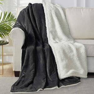 WOLTU Coperta morbida, coperta in lana, calda coperta in pile, antracite, 220x240 cm