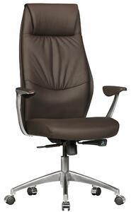 Sedia da ufficio in vera pelle marrone - Meccanismo sincronizzato ergonomico - Capacità di carico: 120 kg