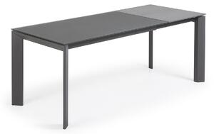 Tavolo allungabile Axis in vetro grigio e gambe in acciaio finitura grigio scuro 140 (200)