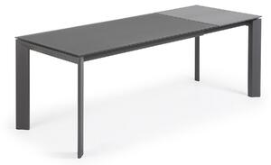 Tavolo allungabile Axis in vetro grigio e gambe in acciaio finitura grigio scuro 160 (220)