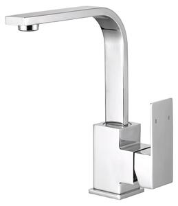 Rubinetto da cucina, girevole a 360°, miscelatore monocomando, forma a L, acciaio inossidabile, cromo