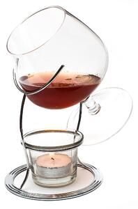 Set di bicchieri per riscaldare brandy e cognac, con base argentata