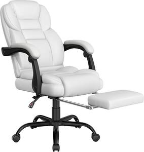 Sedia da ufficio ergonomica, poltrona da ufficio per dirigenti con poggiapiedi, sedia da scrivania con braccioli regolabili, sedia da computer con schienale alto, regolabile in altezza, colore bianco