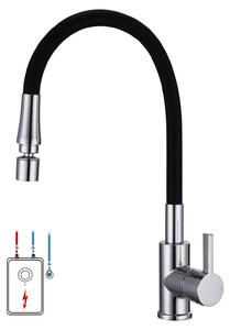 Rubinetto da cucina con bocchetta flessibile e adatto per bassa pressione, girevole a 360°