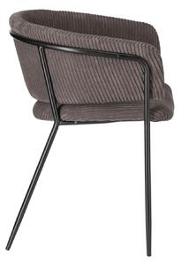 Sedia Runnie in velluto a coste spesso grigio con gambe in acciaio verniciato nero