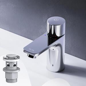 Rubinetto da bagno con valvola di scarico a scomparsa per lavabo, rubinetto da bagno cromato, rubinetto da lavabo con gruppo di scarico da 1 1/4 pollici, valvola di scarico in ottone