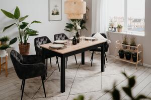 Tavolo da pranzo allungabile "Coburg" 180 cm, rovere Artisan / nero. Dimensioni (LxHxP) 140/180x76,5x80 cm