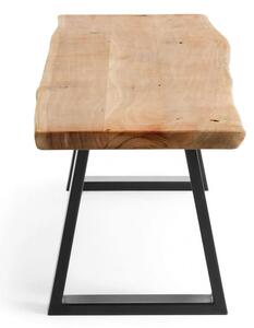 Panca Alaia in legno massello di acacia naturale e gambe in acciaio nero 140 cm