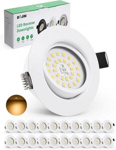Faretti da incasso da 230V, dimmerabili, classe di efficienza energetica D, luce calda, 5,5W, 650lm, foro di montaggio da 68mm a 80mm. Faretti da soffitto, orientabili, adatti per cucina, soggiorno e bagno. Set da 20 pezzi
