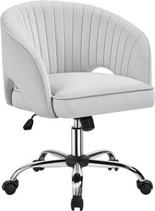Sedia da ufficio, sedia da trucco con rivestimento in velluto, sedia da scrivania regolabile in altezza, sedia girevole con funzione oscillante, portata massima di 136 kg, ideale per ufficio, camera da letto, colore grigio chiaro