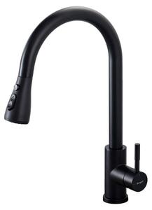 Rubinetto da cucina estraibile, girevole a 360°, colore nero