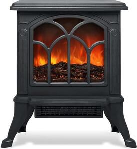 Camino elettrico con effetto fiamma e riscaldamento. Camino elettrico, efficiente dal punto di vista energetico, con potenza regolabile a 750W/1500W e elegante effetto fuoco a LED