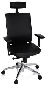 Sedia da ufficio ergonomica - in pelle nera - braccioli regolabili in 3 dimensioni - larghezza 59 cm - altezza 142 cm