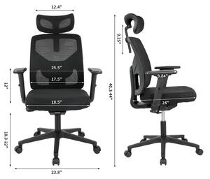Sedia da ufficio ergonomica con struttura a rete - nera, con braccioli pieghevoli - altezza regolabile