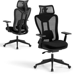 Sedia da ufficio, sedia ergonomica per scrivania con rotelle, poggiatesta e braccioli, sedia da gaming con schienale regolabile, capacità di carico 150 kg, sedia girevole per ufficio e studio