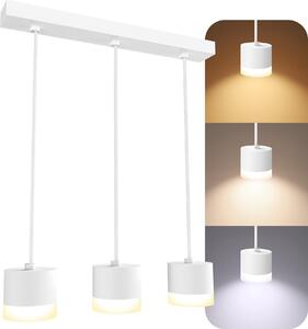 SSC-LUXon VORA Lampada a sospensione a 3 luci con bordo luminoso - Lampada a sospensione per tavolo da pranzo regolabile in lunghezza, incl. LED GX53 6W, tre colori della luce regolabili 3CCT, dimmerabile