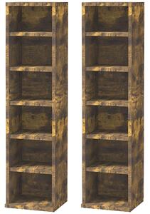 HOMCOM Set 2 Librerie Scaffale porta CD a 6 Ripiani ad Altezza Regolabile, in Legno, 21x19.2x88.3 cm, Marrone