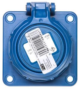 Prese a incasso / Con coperchio a battente / 10/16 A 2P+T 230 V / 75 x 75 mm / blu IP68 NAUTILUS 20342-8b