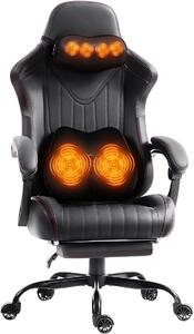 Sedia da gaming con funzione massaggio, progettata ergonomicamente. Sedia da gaming con supporto lombare e poggiatesta, adatta a persone con un peso massimo di 135 kg, regolabile in altezza, rivestita in pelle, colore nero