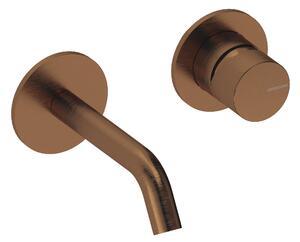 SANYCCES LOOP K ColdOpen Rubinetto lavabo da parete incasso con sporgenza di 14 cm, corpo incasso incluso, oro rosa spazzolato