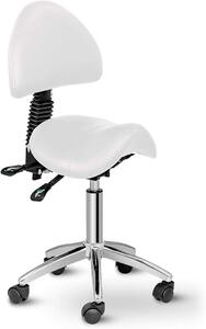 Sedia a sella con ruote, sedia a rotelle ergonomica con schienale, sedia girevole, sedia da ufficio, modello Berlin, colore bianco (altezza regolabile, rotazione a 360°)
