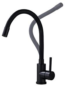 Rubinetto per cucina con bocca flessibile, colore nero opaco, girevole a 360 gradi