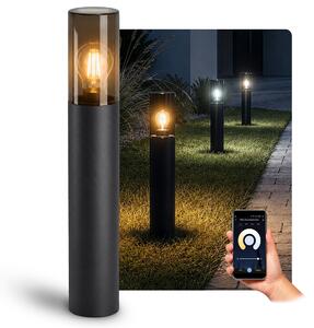 SSC-LUXon VARDA bitta nera con lampadina LED Smarthome E27 Alexa Vintage da calda a fredda - lampada da terra 50 cm IP44